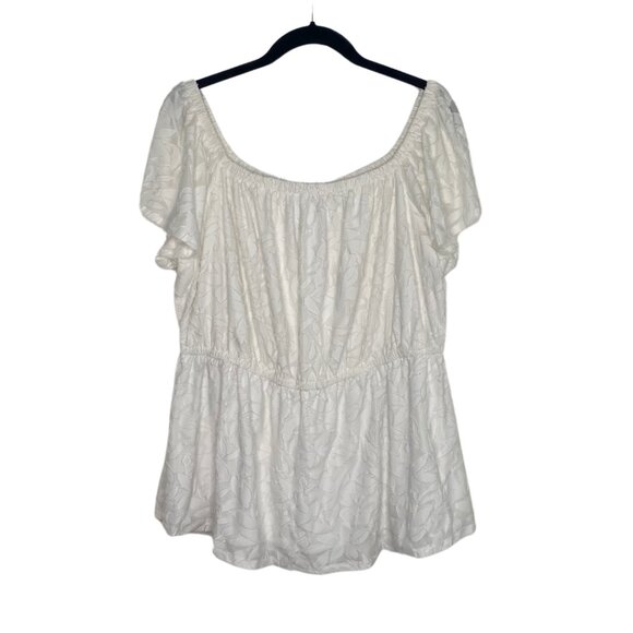 Lane Bryant Tops - Lane Bryant White Off Shoulder Elastic Waist Semi-Sheer Top, Size 18/20 #278